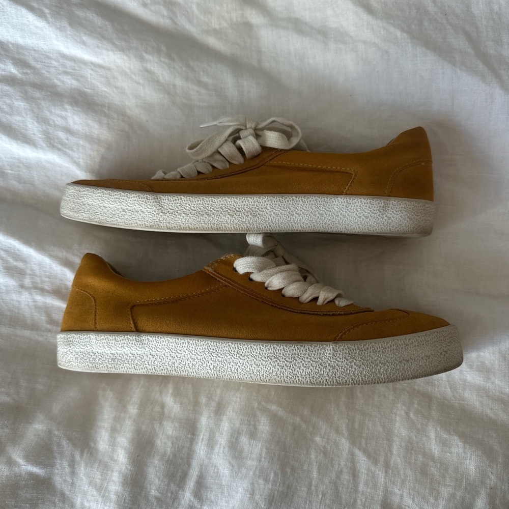 Bershka Mustard Yellow Sneakers with White Soles